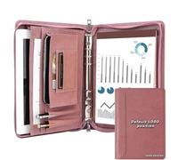 KISSKI Personalized Portfolio for Women, Engraved Mothers Day Gifts for Mom/Grandma/Wife/Daughter, Free Custom Logo, A5 Binder 6 Ring Custom Padfolio Organizer, Customized, Pink(1pc Notepad)