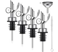 Kissmii 4 PCS Weighted Stainless Steel Pourers Olive Oil Spout Automatic Opening and Closing Spout Silver