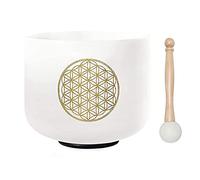 Kissmii 528HZ 8 Inch Flower Of Life Crystal Singing Bowl Meditation Sound Bath Sound Healing Chakra Singing Bowl