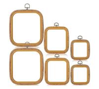 Kissmii 6 Pcs Square Embroidery Hoop Set 3 Sizes Imitated Wood Decorative Hoops Display Embroidery Frame