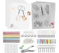 Kissmii A5 ShrinkyDink Keychain Kit, Shrink Dinks Paper Kits for Kids DIY Art Craft with Keychain Earring HairClips Brooch