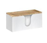 Kissmii Bamboo Paper Towel Dispenser Wall Mounted, Folded Paper Towel Holder with Lid, Trifold Hand for Bathroom Kitchen Office