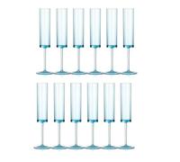 Kissmii Champagne Flutes 6 OZ Square Champagne Glasses Stemmed Coupes Reusable Wedding Toasting Glasses 12 Pack Blue