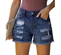 KISSMODA Ladies Hot Denim Shorts Ripped Raw Jean Cut Off Trendy Basic Shorts