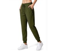 KISSMODA Womens Joggers Basic Tracksuit Buttoms Elastic Waisted Drawstring Running Pants Lightweight Jogging Sweatpants Cuffed Trousers Track Pants with Pockets OliveGreen