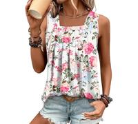 KISSMODA Womens Loose Fit Vest Tops with Sleeveless Cute Pleated Tanks Shirts for Teen Girls