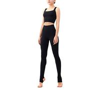 Kissprom High Waist Stirrup Legging for Women Extra Long Stirrup Tights Tommy Control Yoga Pants - black - Large