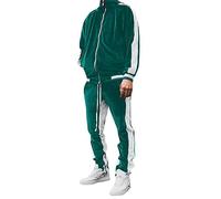 KISSQIQI Men's 2 Pieces Full Zip Tracksuits Golden Velvet Sport Suits Casual Outfits Jacket & Pants Fitness Tracksuit Set, Green, XX-L