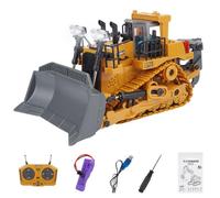 Kisss 1/24 RC Bulldozer for Adults, 2.4G Full-proportional 9CH Alloy Remote Control Bulldozer Tractor Digger with Lights Sound Effects, Engineering RC Construction Vehicle Gift -RTR