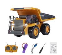 Kisss 1/24 RC Dump Truck for Adults, 2.4G Full-proportional 9CH Alloy Remote Control Dump Truck with Lights Sound Effects, Engineering RC Construction Vehicle Toy Car Gift -RTR
