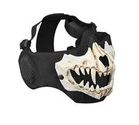 Kisss Punk Mask Cosplay, Half Face Fangs Mask Japanese Style, Gothic Punk Steampunk Mask, Future Skull for Cyber Cosplay Halloween Mask Fit Party Music Festival Accessories for Men-Ear Protection