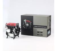 Kisss Turbocharged Car Engine Model Kit for Adults, 364+PCS Inline-four Metal L4 Mini Engine Kit that Runs, Mechanical Electric DIY Assembly Internal Combustion Engine Set Decor Gift