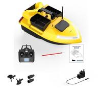Kisss V020 RC Bait Boat with 40 GPS Points Luminous Effect, 3 Compartments High-Speed 500M Remote Control Bait Boat with LED Lights, Night Fishing Gift for Men Women, UK Plug