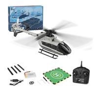 Kisss WL-K160 EC145 RC Helicopter, 160-Class 2.4G 4CH 4-Propeller Flybarless Remote Control Helicopter Model with Adjustable Left/Right-Hand Throttle, Military Aircraft Gift -RTF