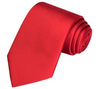 KissTies 63'' XL Tie Mens Extra Long Solid Satin Necktie For Big And Tall Men, Red, One size