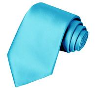 KissTies 63'' XL Tie Mens Extra Long Solid Satin Necktie For Big And Tall Men, Turquoise Blue, One size