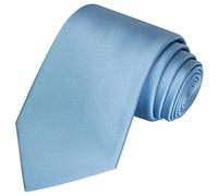 KissTies Mens 100% Silk Tie Solid Satin Wedding Necktie + Gift Box - Blue - One size