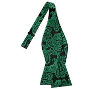 KissTies Mens Self-Tied Bow Tie Paisley Bowties For Men, Green Black, One size
