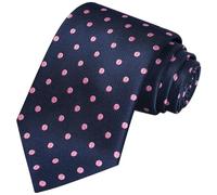 KissTies Polka Dot Tie Pink Dots Navy Blue Necktie + Gift Box
