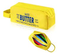 Kisston 1 Pcs Cute Pencil Case, Butter Shaped Pencil Case Pouch, Canvas Zipper Pouch 3D Dimensional Pen Holder, Kawaii Makeup Bag, Funny Large Capacity Pen Bag for Teacher Appreciation Gift (Chic)