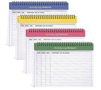 Kisston 4 Pcs Activity Log Notepad Daily Activity Log Book 8.5 x 11 Inches Daily To Do List Notebook Planning Pad Spiral Bound Log Book for Work Boosting Productivity(Bright Color,Activity)