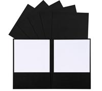 Kisston 50 Pack 9" x 12" Linen Presentation Folders, Two Pocket Black Folders Bulk, 100lb. Cover, Professional Portfolio Document Organizers for Office School Meeting Resume