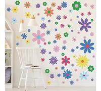 Kisston 90 Pcs Daisy Wall Decal Alphabet Vinyl Wall Decals Boho Decal Daisy Stickers Boho Groovy Floral Stickers for Nursery Art Bedroom Classroom(Bright)