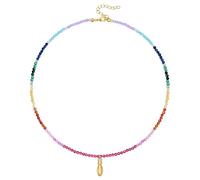 KissYan Beaded Initial Necklace for Women, 14K Gold Plated Bubble Bead Letter Pendant Rainbow Choker Colorful Summer Beach Jewelry(Gold I)