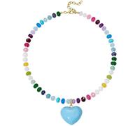 KissYan - Beaded Necklaces for Women Colorful Boho Bead Necklace Bubble Puffy Heart Pendant Necklace Rainbow Natural Stone Necklace Summer Beach Jewelry Gift, Copper, No Gemstone