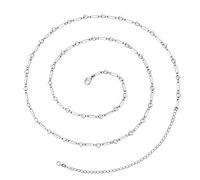 KissYan Bikini Body Chains for Women, 14K Gold Adjustable Sexy Waist Chain Summer Beach Colorful Cuban Link Pearl Evil Eyes Belly Chain Handmade Trendy Chic Jewelry Gift(Silver-pearl pins)