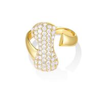 KissYan Bubble Initial Ring for Women, 14k Gold Plate Balloon Jumbo Letter Rings Open Adjustable Dainty Pave CZ Personalized Fashion Trendy Statement Jewelry Gift (Gold I)