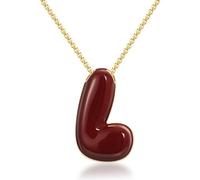 KissYan Bubble Letter Necklace, 14K Gold Plated Enamel Initial Pendant Box Chain Necklace Dainty Alphabet Jewelry for Women, Brass, No Gemstone