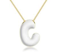 KissYan Bubble Letter Necklace, 14K Gold Plated Enamel Initial Pendant Box Chain Necklace Dainty Alphabet Jewelry for Women, Brass, No Gemstone