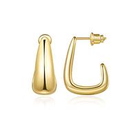KissYan Chunky Gold Hoop Earrings for Women, 14K Gold Plated Lightweight Hollow Open Hoops Thick Teardrop Earrings Sterling Silver Post Fashion Jewelry Gifts(Style2-Gold)