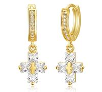 KissYan Gold Huggie Hoop Earrings for Women, S925 Sterling Silver Post Dangle Drop Earrings 14K Gold Plated Dainty Lightweight Cross Evil Eye Cuff Earrings Hypoallergenic Religious Jewelry (36)