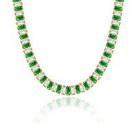 KissYan Gold Tennis Necklace for Women, 14K Gold Plated Diamond Cubic Zirconia Baguette Tennis Chain Adjustable Choker Dainty Jewelry Gifts(33E)