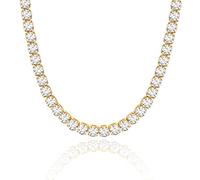 KissYan Gold Tennis Necklace for Women, 14K Gold Plated Diamond Cubic Zirconia Round Tennis Chain Adjustable Choker Dainty Jewelry Gifts(67-G)