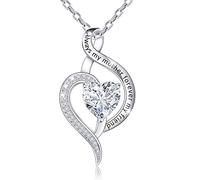 KissYan Mother's day Necklace for Women, 925 Sterling Silver Love Heart Pendant Necklace I Love You to the Moon and Back Necklaces Fine Cubic Zirconia Jewelry Gifts for Wife Mom Daughter Grandmother