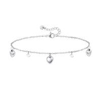 KissYan Silver Heart Bracelet for Women, Stainless Steel Tiny Heart Pendant Chain Bracelets Adjustable Cute Jewelry Gift(Style 2)