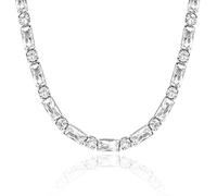 KissYan Silver Tennis Necklace for Women, White Gold Plated Diamond Cubic Zirconia Tennis Chain Adjustable Choker Dainty Jewelry Gifts(68-W)