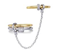 KissYan Stackable Rings for Women, 14k Gold Plate Interlocked Multi Ring Set Dainty Pave CZ Personalized Fashion Two-Toned Mixed Metals Stacking Jewelry Trendy Statement Gift, 6 UK, Brass, Cubic