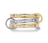 KissYan Stackable Rings for Women, 14k Gold Plate Interlocked Multi Ring Set Dainty Pave CZ Personalized Fashion Two-Toned Mixed Metals Stacking Jewelry Trendy Statement Gift, 6 UK, Brass, Cubic