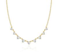 KissYan Station Necklace for Women, 14K White Gold Plated Cubic Zirconia Simulated Diamond Pearl Moon and Stars Choker Rose Gold Filled BTY Necklaces Best Fashion Chic Jewelry Gifts