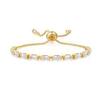 KissYan Tennis Bracelet for Women, 14K Gold Plated Cubic Zirconia Adjustable Slider Bracelets Trendy Classic Fashion Jewelry Gift(White)