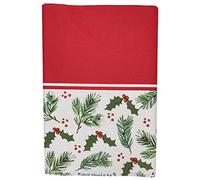 Kissymix Traditional Christmas Table Cover - Holly Leaves & Berries 180cm Red & White Recyclable Tablecloth Xmas Day, Parties, Events and Birthdays
