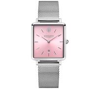 Kistanio Carre Flat Women's Watch with Milanese Strap Sapphire Glass 26 x 28 mm Diameter Stainless Steel Date in Various Designs, Silver / Pink