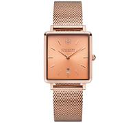 Kistanio Carre Flat Women's Watch with Milanese Strap Sapphire Glass 26 x 28 mm Diameter Stainless Steel Date in Various Designs, Rose gold / peach