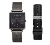 Kistanio Carre GM-GMS-M-L-BK Women's Watch with Sapphire Glass and Milanese Strap and Extra Leather Strap
