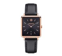 Kistanio Carré RG-BLKS-L-BLK Women's Watch with Leather Strap Date Stainless Steel Rose Sapphire Glass