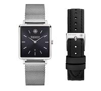Kistanio Carre SI-BLKS-M-L-BK Women's Watch with Sapphire Glass and Milanese Strap + Extra Leather Strap